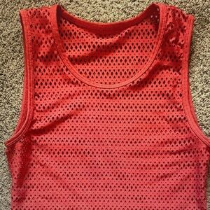 Beyond Yoga Red Mesh Tank Top - Sleeveless Athletic Layering Piece